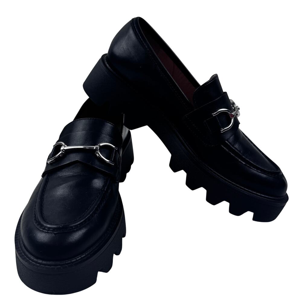 Chelsea & Violet Vera Leather Lug Sole Slip On Platform Loafers Women's Size 7